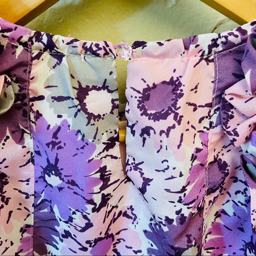 Moby Goby Purple Floral A-Line Girls Dress sz 4 - Picture 3 of 7